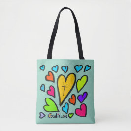 Bolsa Tote God is Love with Hearts Cross