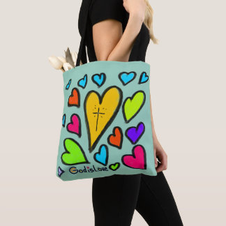 Bolsa Tote God is Love with Hearts Cross
