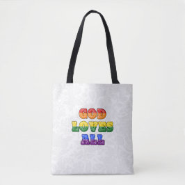 Bolsa Tote "God Loves All" Gay/LGBTQIA+/Queer Christian Pride