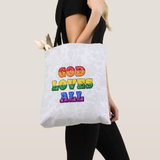 Bolsa Tote "God Loves All" Gay/LGBTQIA+/Queer Christian Pride