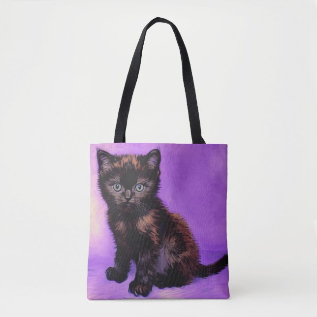 Bolsa Tote Gogh Style Purple Cat (Frente)