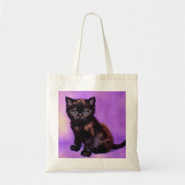 Bolsa Tote Gogh Style Purple Cat (Frente)