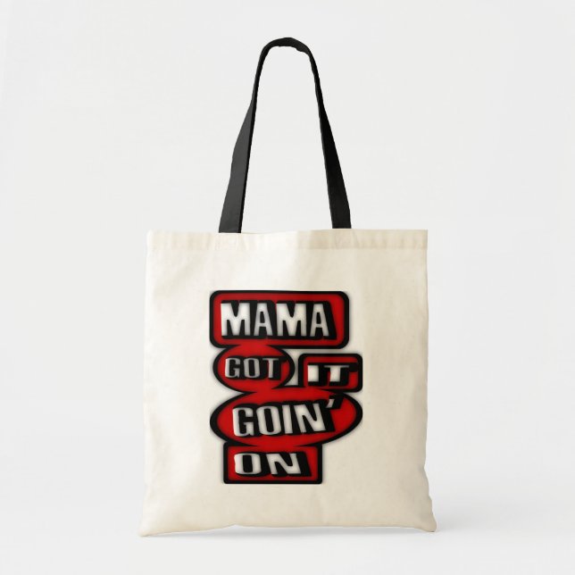 Bolsa Tote Goin' do Mama Obtenção com caixas e círculos (Frente)