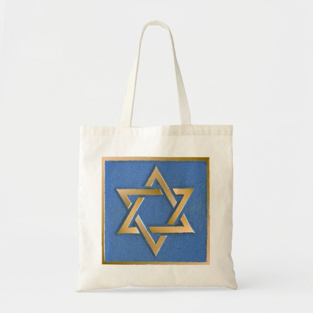 Bolsa Tote Gold Blue Star of David Art Panel Tote Bag (Frente)