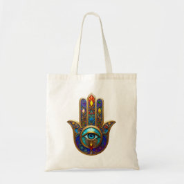 Bolsa Tote Gold Colorful Hamsa Turquoise Sapphire Third Eye 