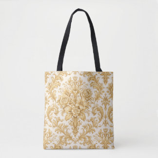 Bolsa Tote Gold Damask Floral