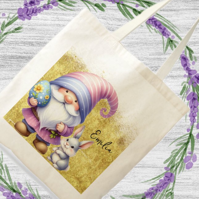 Bolsa Tote Gold Easter Egg Hunt Gnomes (Criador carregado)
