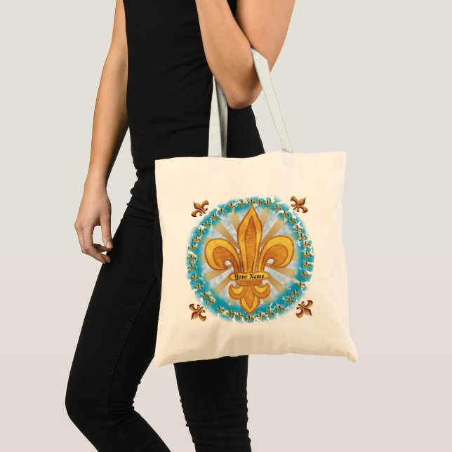 Bolsa Tote Gold Fleur De Lis Tote Bag (Frente (produto))