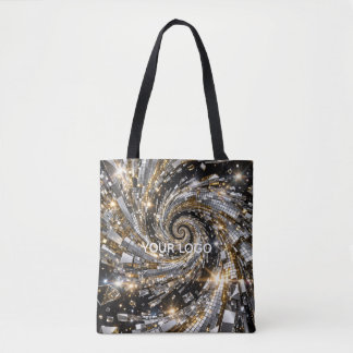 Bolsa Tote Gold & Silver Disco Spiral Vortex