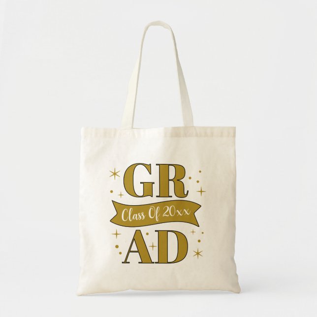 Bolsa Tote Gold & White Graduation Party (Frente)