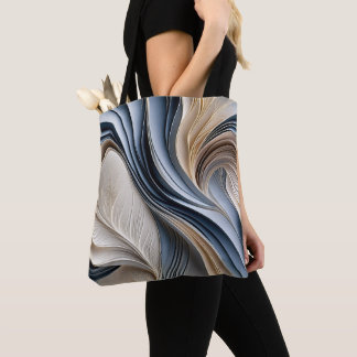Bolsa Tote Golden Air - Azul Suave e Dourado Abstrato Fluido