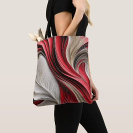 Bolsa Tote Golden Air: Cranberry & Champagne Fluxo Abstrato
