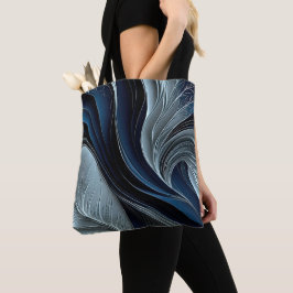 Bolsa Tote Golden Air – Travesseiro Abstrato com Indigo Fluin