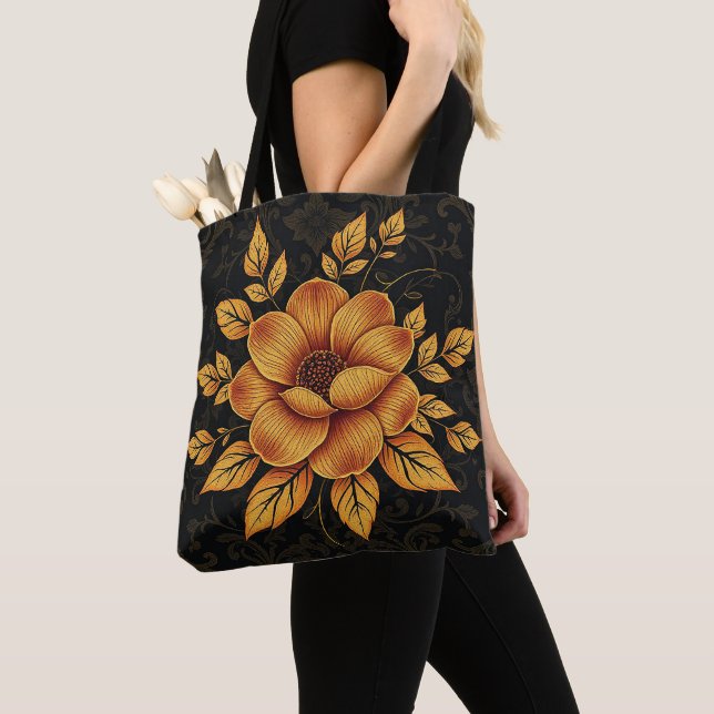 Bolsa Tote Golden Bloom Floral (Close Up)
