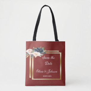 Bolsa Tote Golden Frame Floral Save the Date 