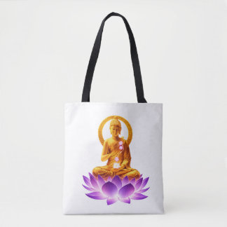 Bolsa Tote Golden Lotus Meditation Buddha Spiritual Yoga Desi