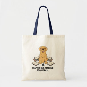 Bolsa Tote Golden Retriever Lendo Projeto de Livro Criativo