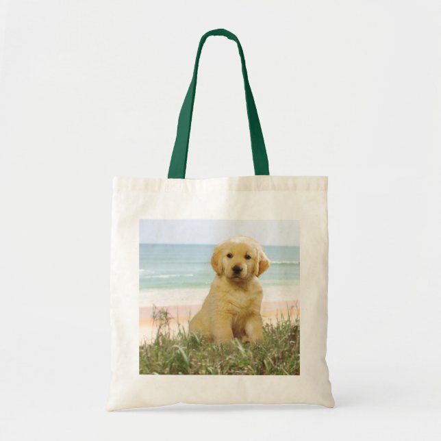 Bolsa Tote Golden retriever na sacola da praia (Frente)