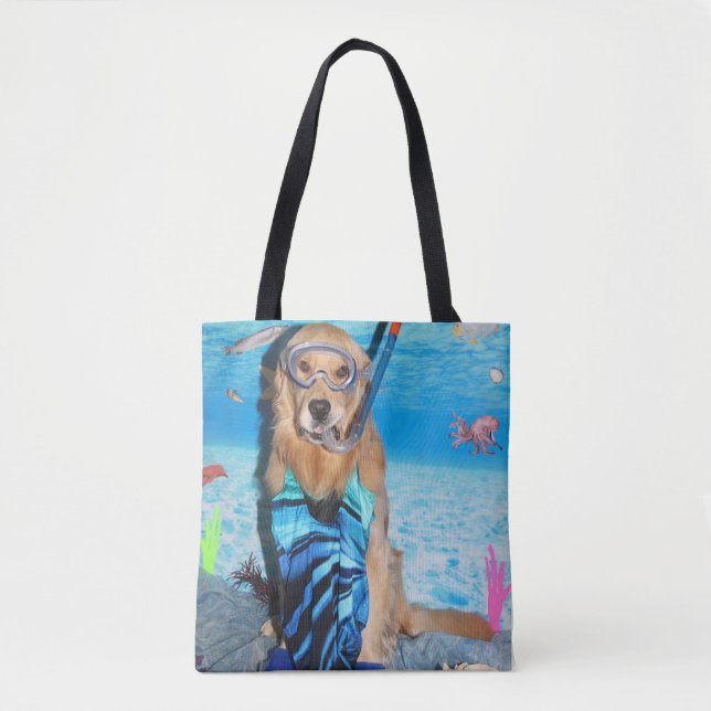 Bolsa Tote Golden retriever Snorkeler (Frente)