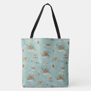 Bolsa Tote GOLDEN RETRIEVER TOILE Aqua