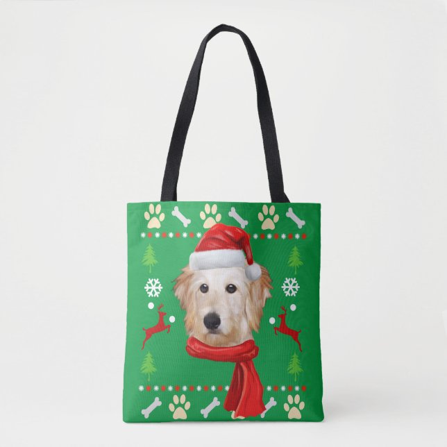 Bolsa Tote Goldendoodle Cachorro Feio Natal (Frente)
