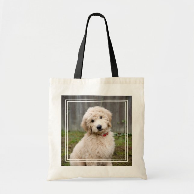 Bolsa Tote Goldendoodle Puppy Senta-Se Em Grama (Frente)