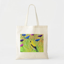 Bolsa Tote Goldfinch na pintura de flores silvestres