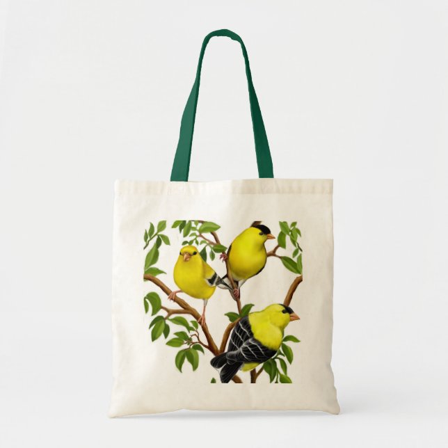 Bolsa Tote Goldfinches no saco dos ramos de árvore (Frente)