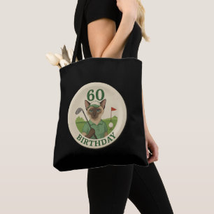 Bolsa Tote Golf 60º Aniversário para Golfer para Cat Lover