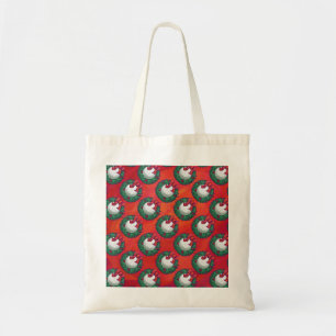 Bolsa Tote Golf Ball in Wreath Pattern on Red
