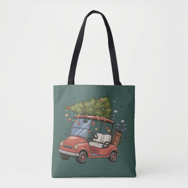 Bolsa Tote Golf Cart Christmas Tree Golf Lover Gift (Frente)
