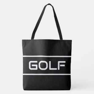 Bolsa Tote GOLF Esportivo Divertido Texto Branco Listras Em P