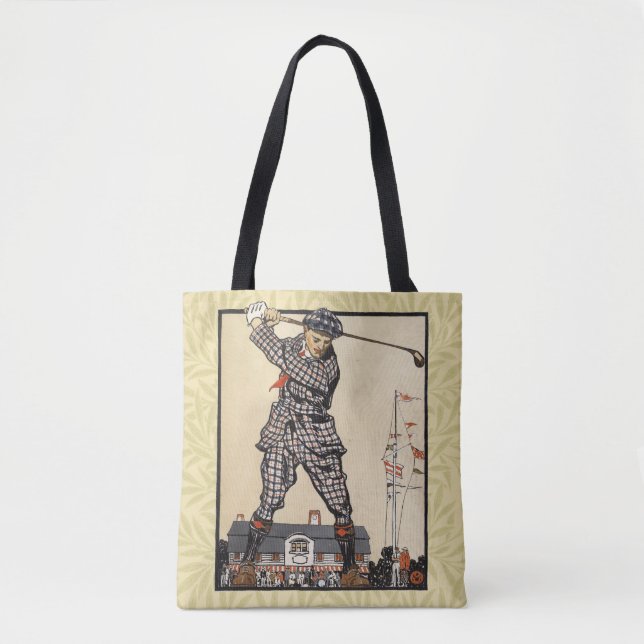 Bolsa Tote Golf Golfer Vintage Antiguamente Golfe (Frente)