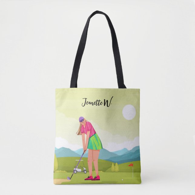Bolsa Tote Golf Mulheres jogam golfe na moda final de semana  (Frente)