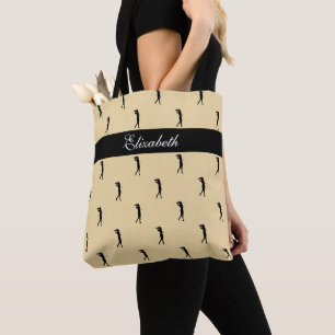 Bolsa Tote Golfeuse Personalizado Nome Padrão Amarelo Preto