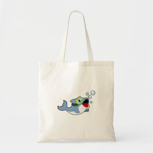 Bolsa Tote Golfinho ao mergulho com bolhas de água.PNG (Frente)