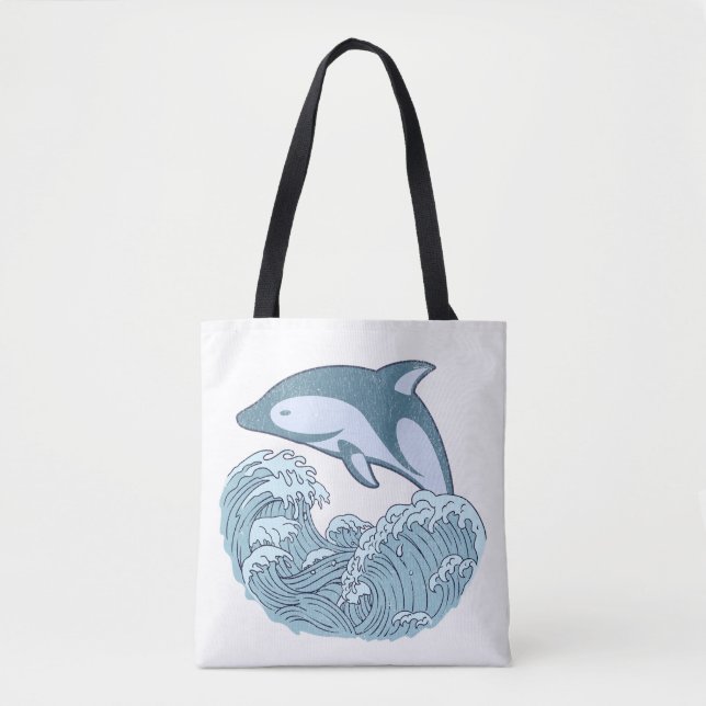 Bolsa Tote Golfinho azul-bonito (Frente)