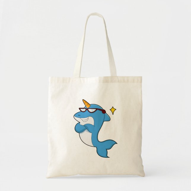 Bolsa Tote Golfinho como Unicórnio com Óculos.PNG (Frente)