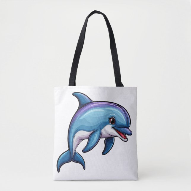 Bolsa Tote Golfinho de Desenho Animado Sorridente (Frente)
