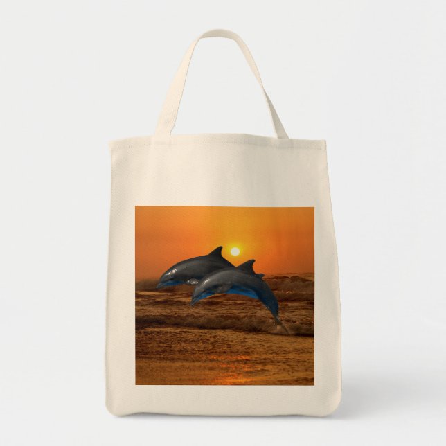 Bolsa Tote Golfinho de Gargalos no Sunset (Frente)