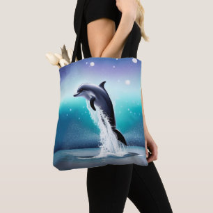 Bolsa Tote Golfinho Saltando No Oceano