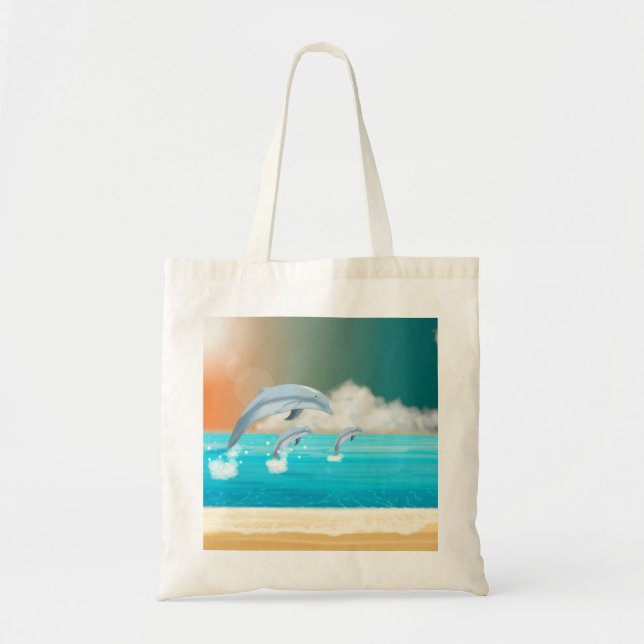Bolsa Tote golfinho saltando no oceano (Frente)