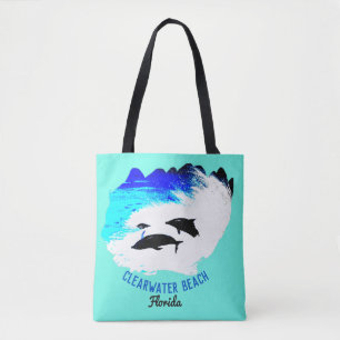 Bolsa Tote Golfinhos que nadam o aqua da praia de Clearwater