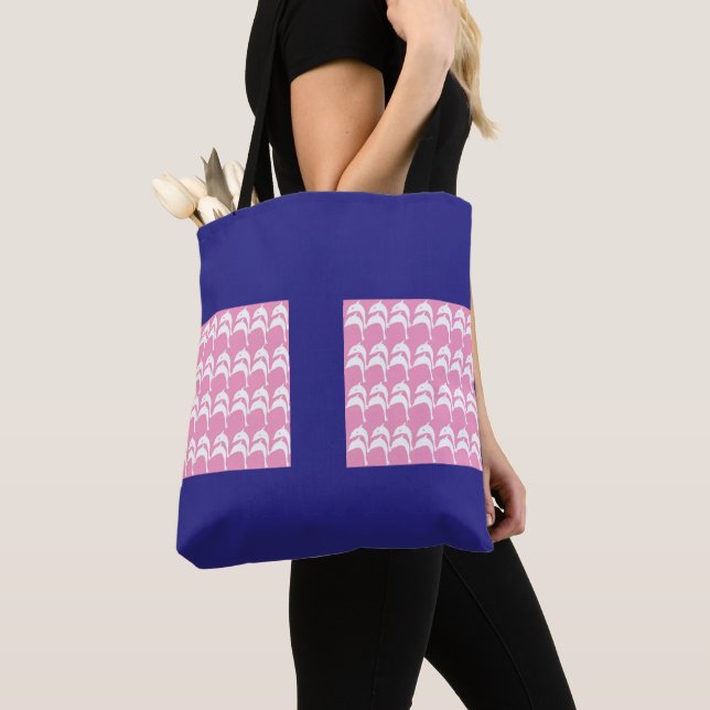 Bolsa Tote Golfinhos Rosa e Branco (Close Up)