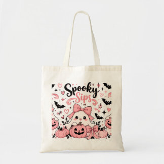 Bolsa Tote Golsos Beijos Rosa Coquette Fantasmas de Halloween