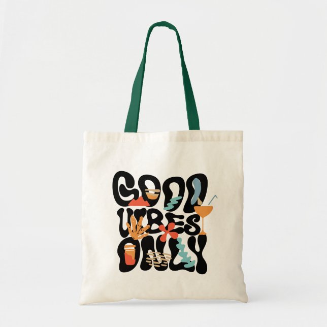 Bolsa Tote  Good Vibes Only Abstract Tropical Cocktail (Frente)