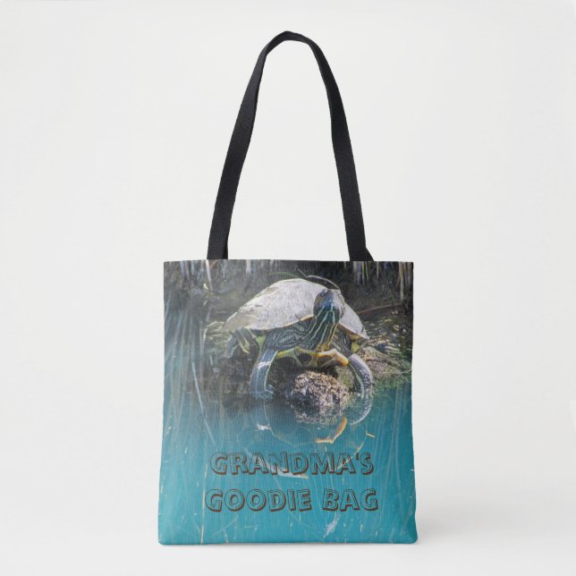 Bolsa Tote Goodie Bag (vovó) - Foto única de tartaruga (Frente)