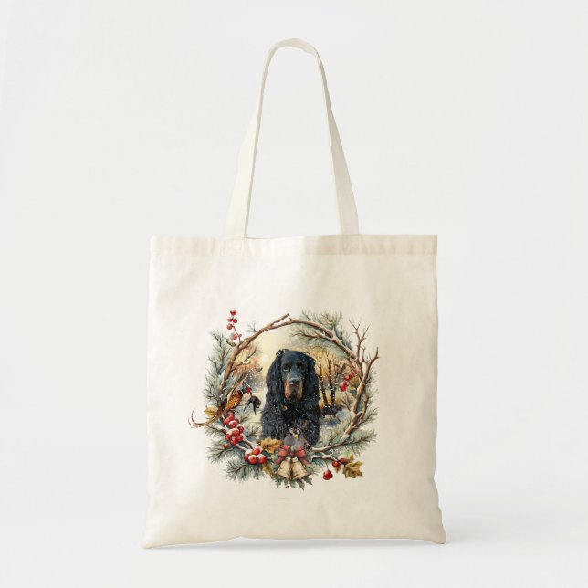 Bolsa Tote Gordon Setter Christmas Joy – Seasonal Dog Art (Frente)