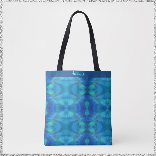 Bolsa Tote Gorgeous Peacock Blue Abstrato (Criador carregado)
