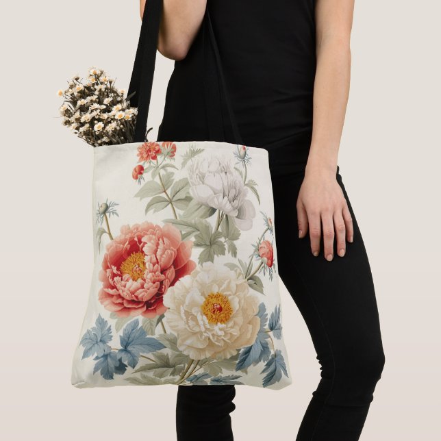 Bolsa Tote Gorgeous Peonies Seamless Pattern (Close Up)